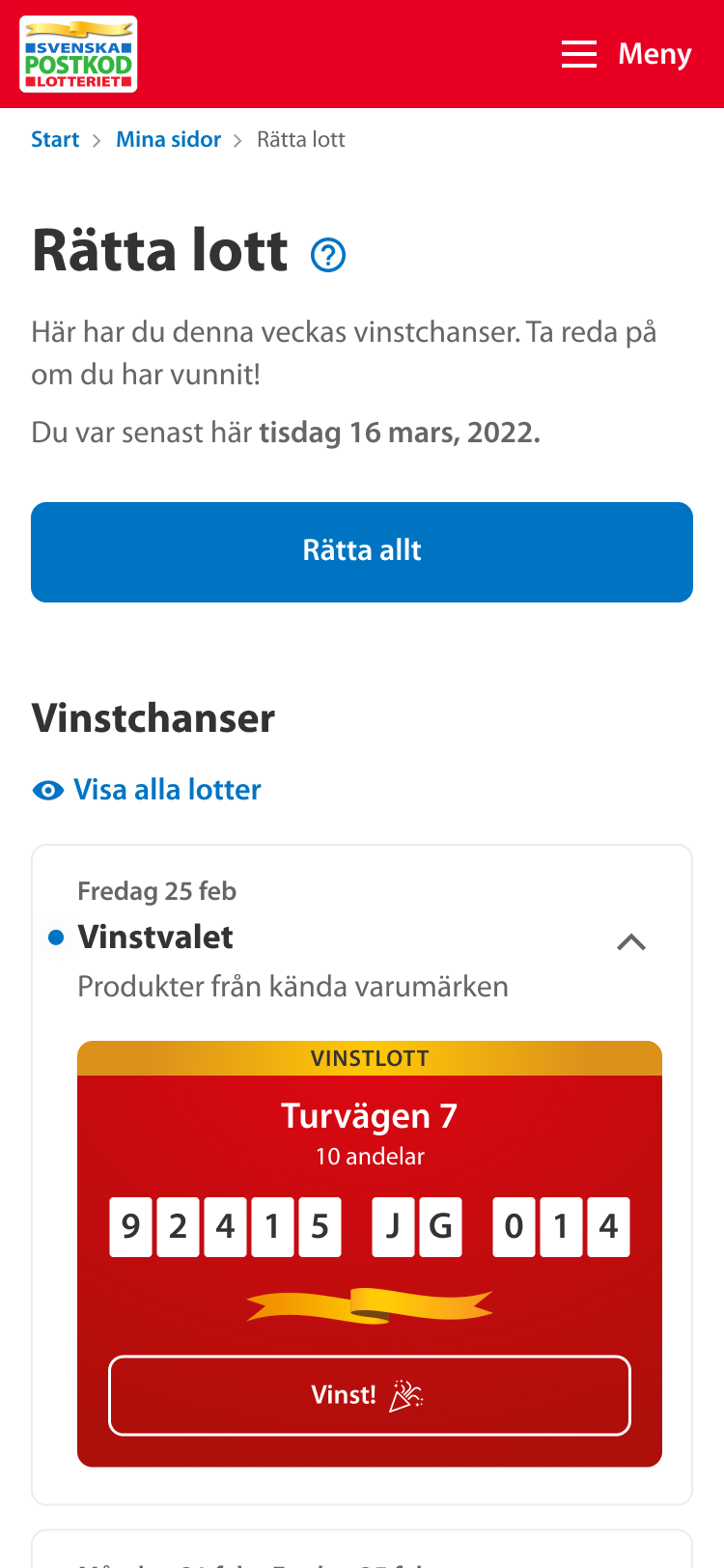 Postkodlotteriet screen 1
