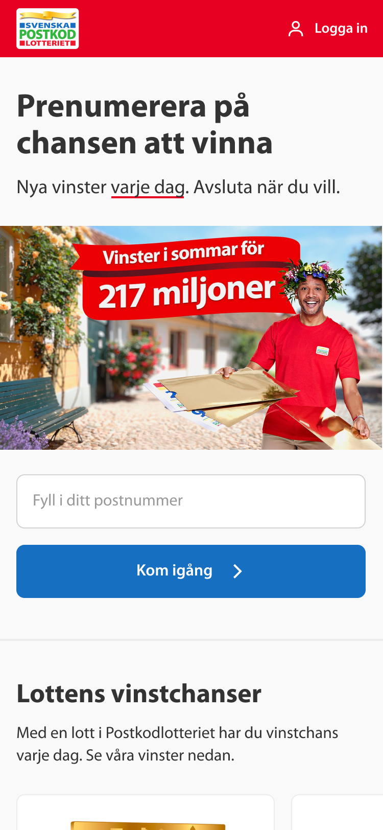 Postkodlotteriet screen 2