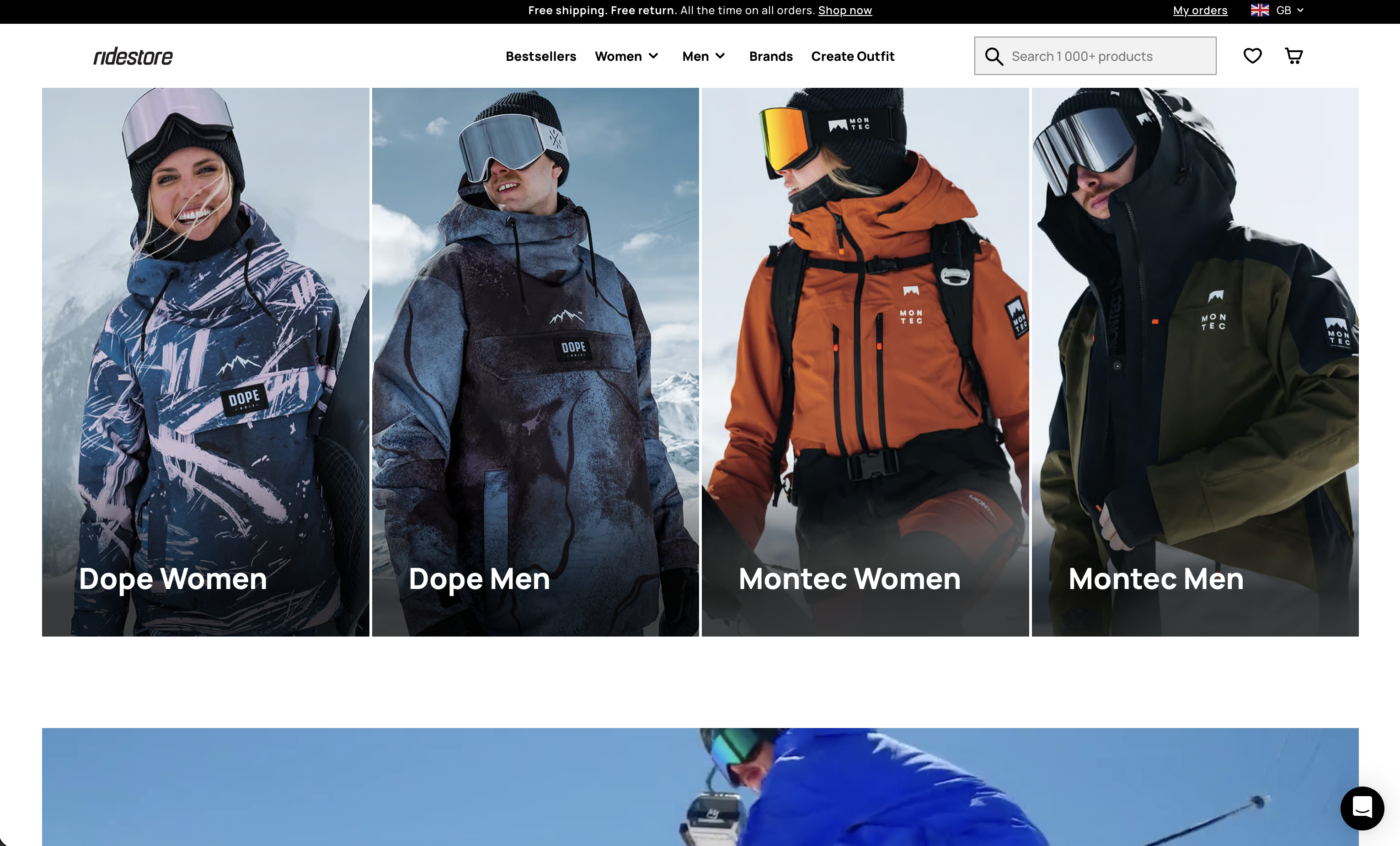 Ridestore desktop view